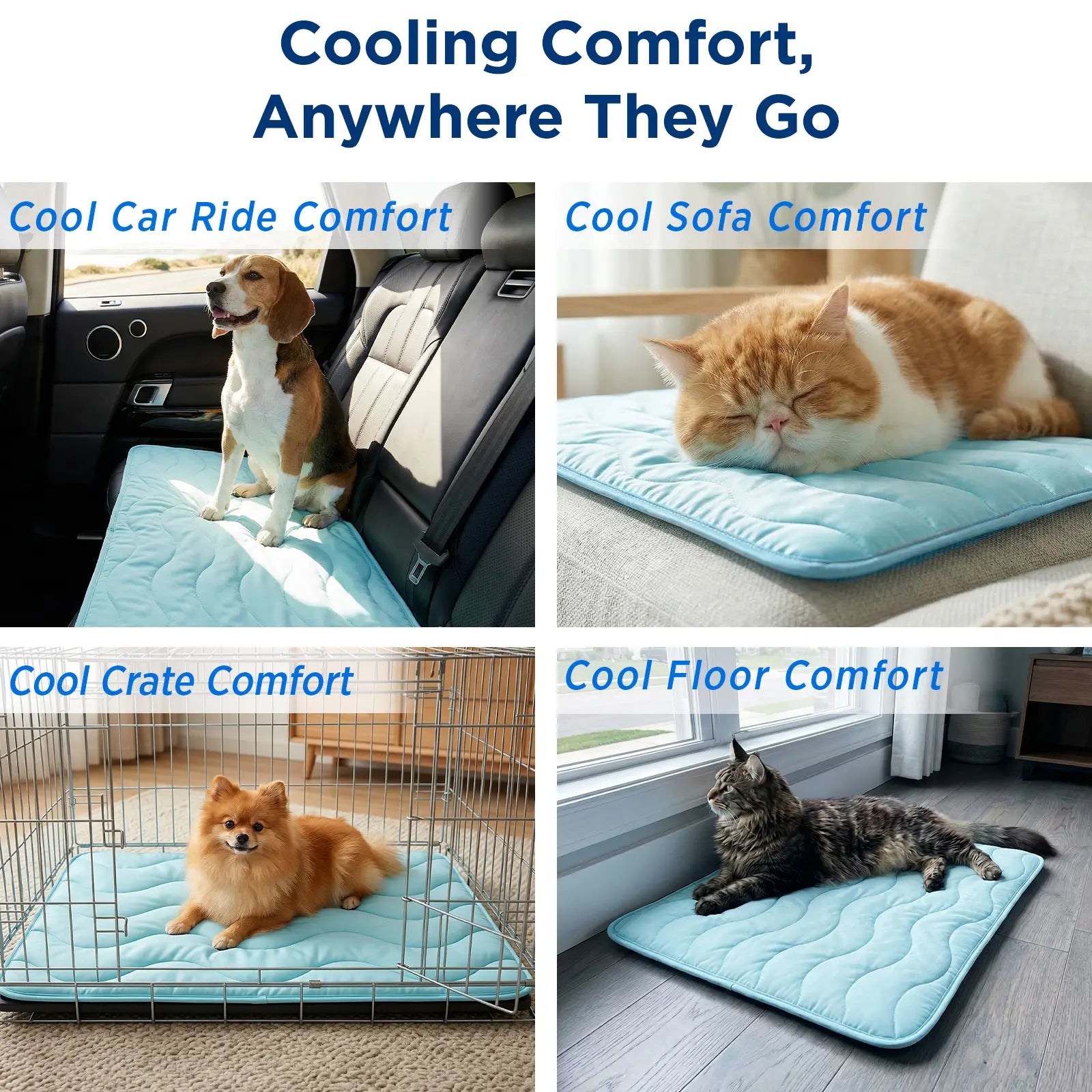 Premium Dog Cooling Mat for Large Dogs - 30"x20" Self-Cooling Pet Pad, Durable & Portable for Indoor/Outdoor Use, Thickened Cool Fiber, QMAX>0.5, Summer Essential, Blue