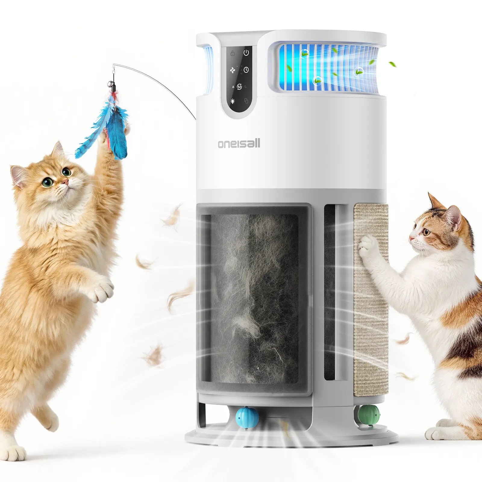 Transform Your Home with the Oneisall H13 HEPA Washable Filter Air Cleaner – Perfect for Pet Owners! 3000 Ft² Coverage, PM2.5 Display, 360° Airflow, and Built-in Cat Toy for Ultimate Comfort and Clean Air!