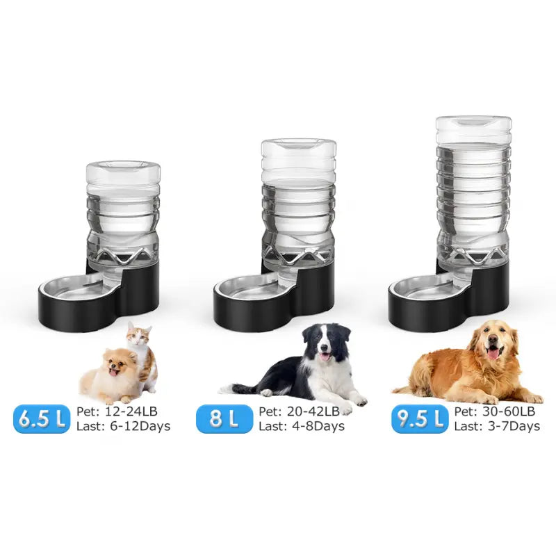 2.5 Gallon Automatic Dog Water Dispenser - Easy Clean Wide Mouth, Removable Stainless Steel Bowl, Ideal for Multi-Pet Homes
