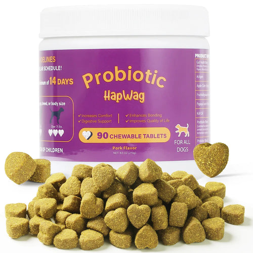 HAPWAG 8-In-1 Multivitamin Soft Chews for Dogs – Probiotics, Gut & Immune Support – Pork Flavor – 90 Treats