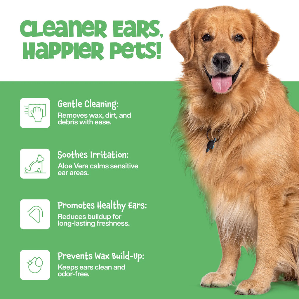 Revitalize Your Pet's Ears with Roofus the Dog Ear Wipes - Eucalyptus Aloe | 100 Count for Ultimate Comfort