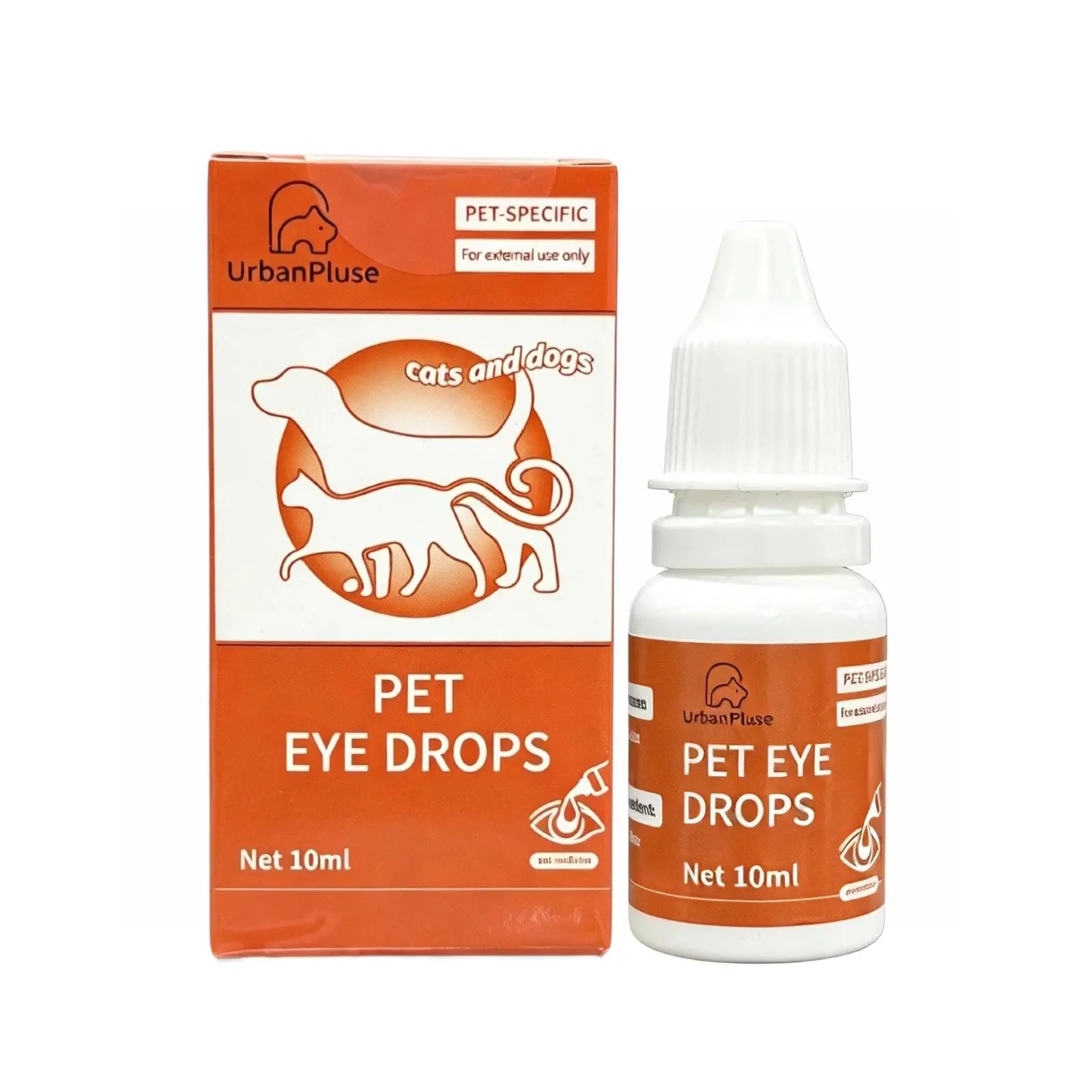 Urbanpluse Pet Eye Drops for Dogs & Cats 10ML Natural Formula Tear Stain Cleaner Soothes Itchy Dry Pink Eyes Safe for Cats and Dogs