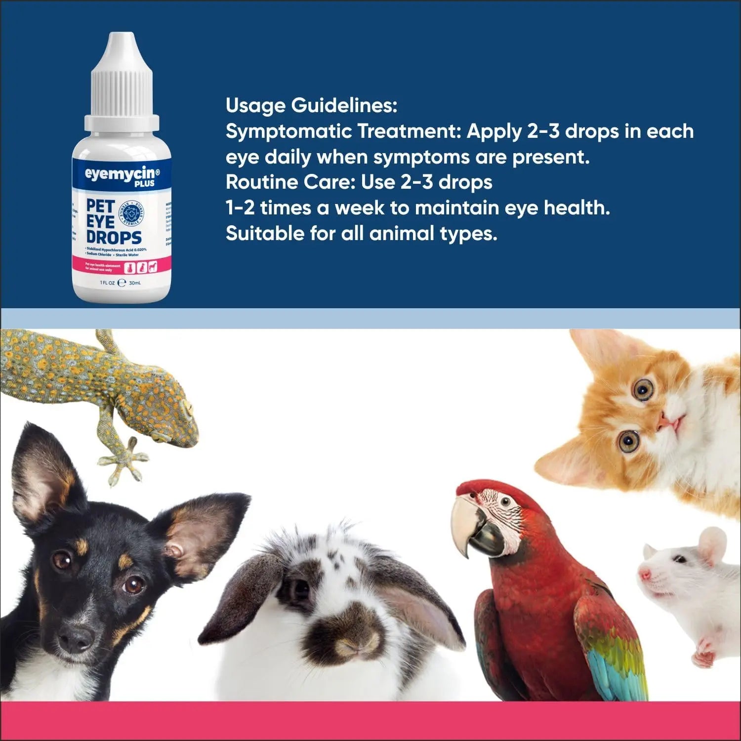 Urbanpluse Pet Eye Drops for Dogs & Cats 10ML Natural Formula Tear Stain Cleaner Soothes Itchy Dry Pink Eyes Safe for Cats and Dogs