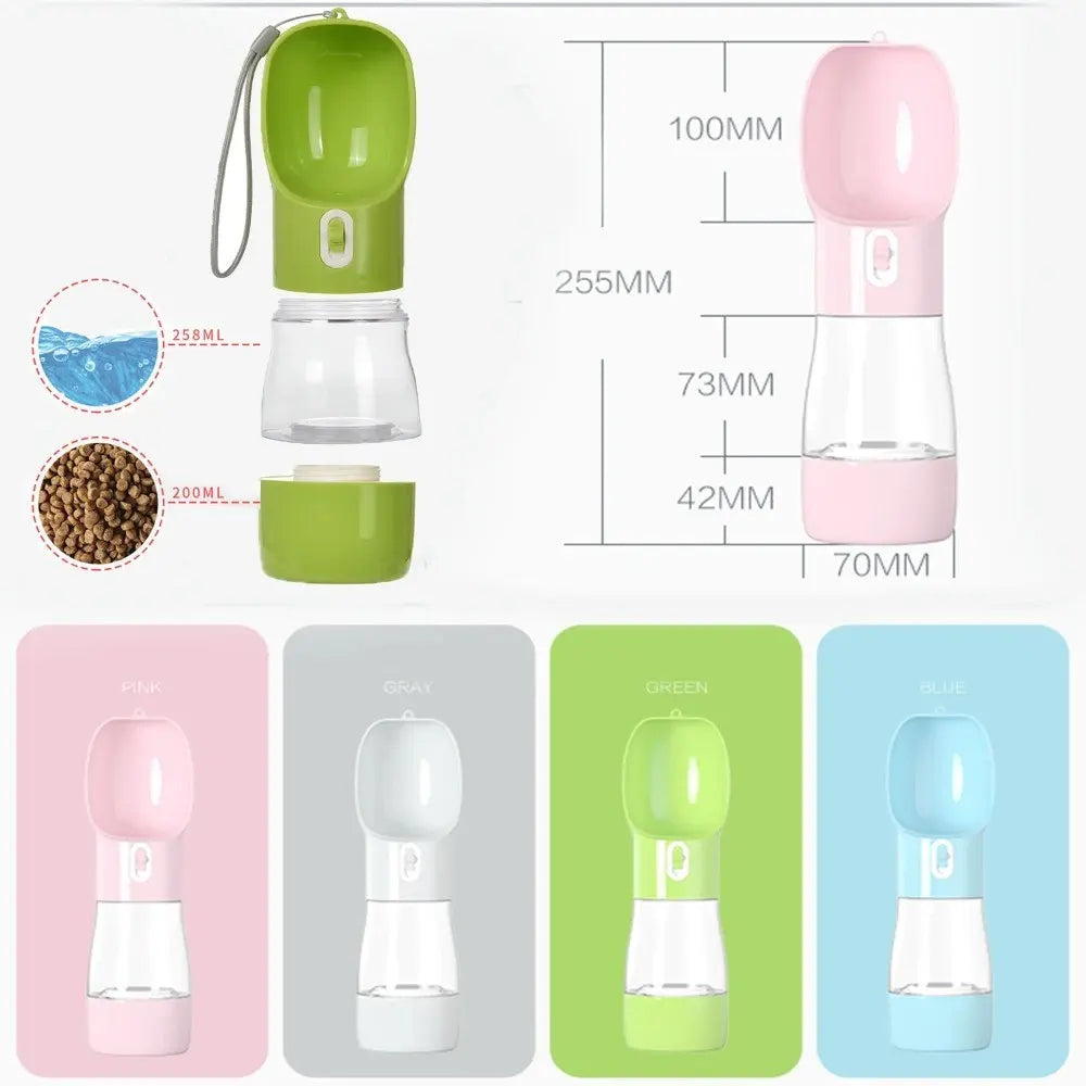 Ultimate Portable Pet Travel Water & Food Bowl - 258ML Water + 200ML Feeder, Leak-Proof and Effortlessly Clean for Outdoor Adventures