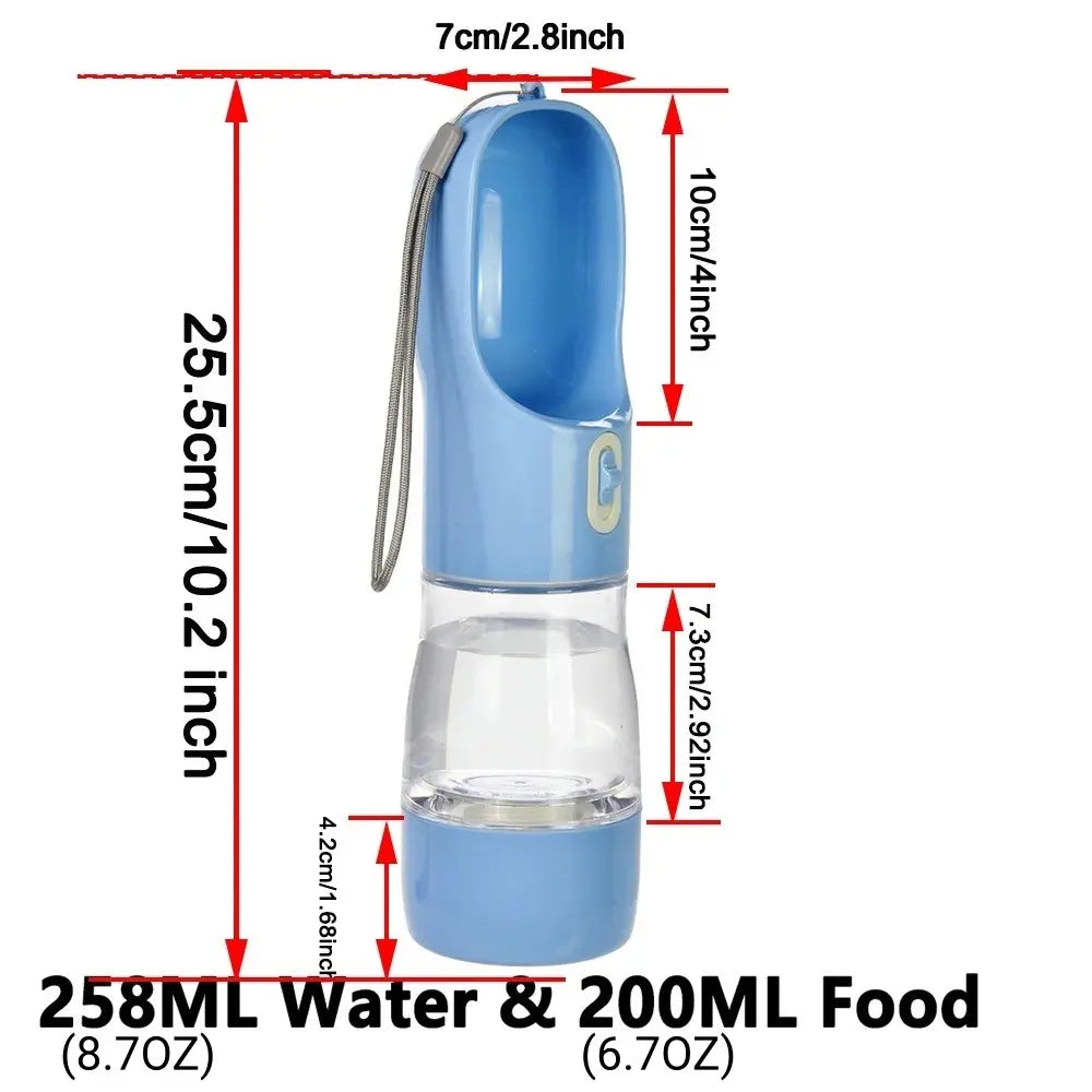Ultimate Portable Pet Travel Water & Food Bowl - 258ML Water + 200ML Feeder, Leak-Proof and Effortlessly Clean for Outdoor Adventures