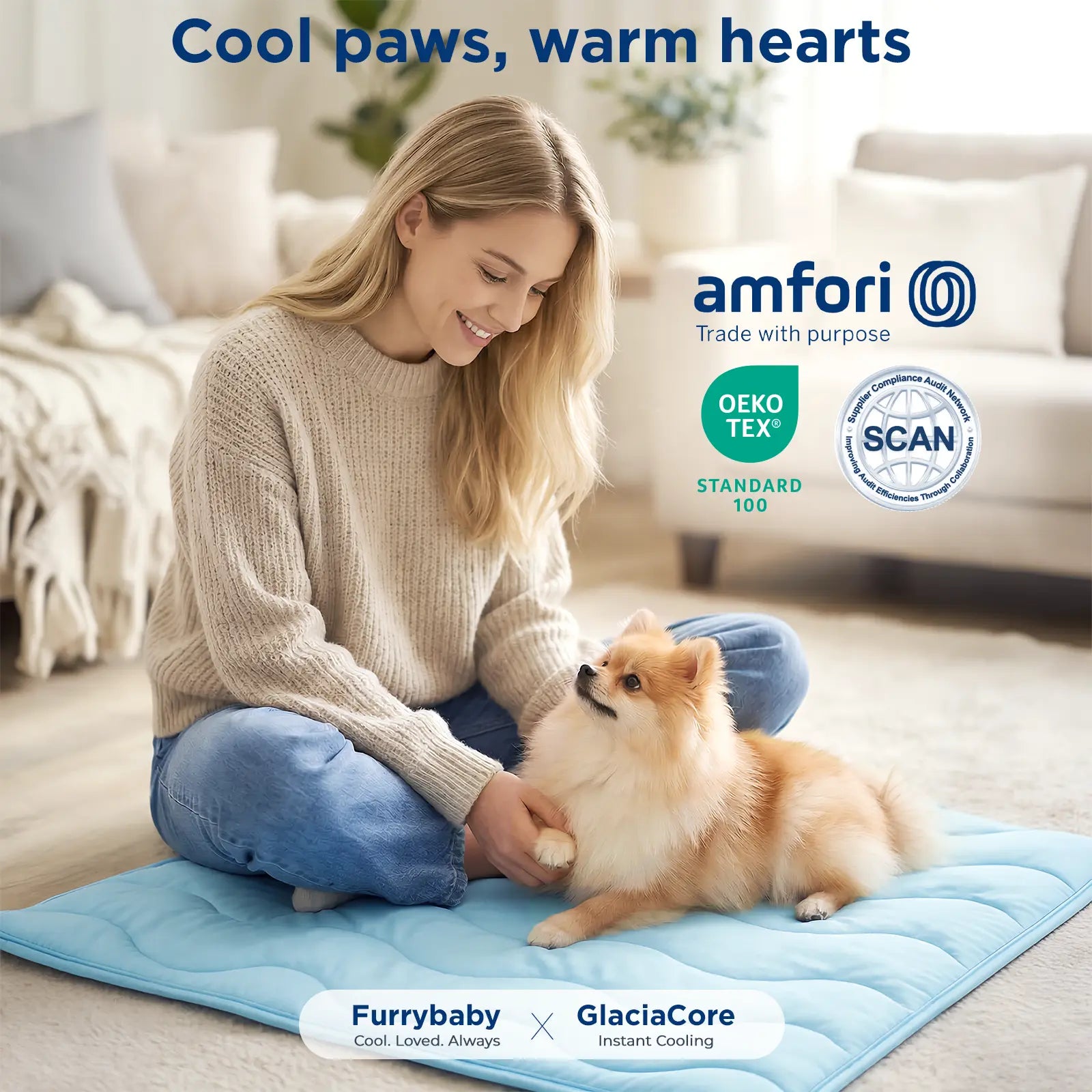 Premium Dog Cooling Mat for Large Dogs - 30"x20" Self-Cooling Pet Pad, Durable & Portable for Indoor/Outdoor Use, Thickened Cool Fiber, QMAX>0.5, Summer Essential, Blue