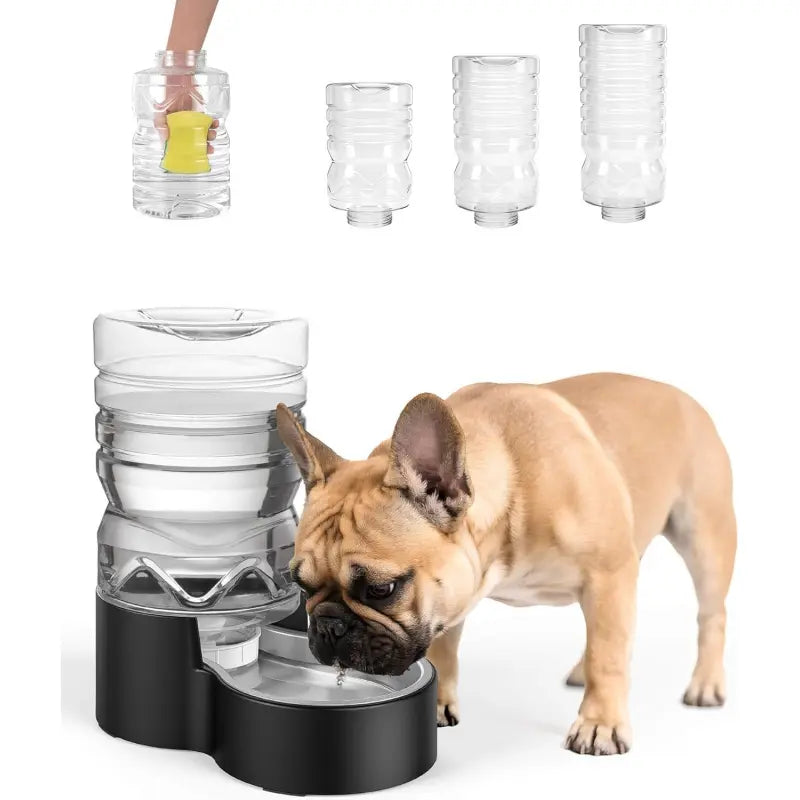 2.5 Gallon Automatic Dog Water Dispenser - Easy Clean Wide Mouth, Removable Stainless Steel Bowl, Ideal for Multi-Pet Homes