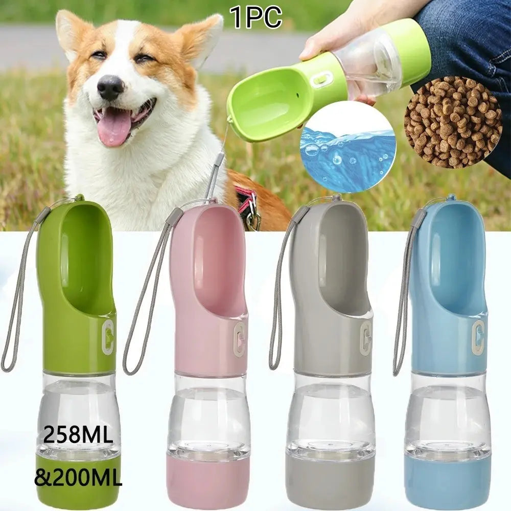 Ultimate Portable Pet Travel Water & Food Bowl - 258ML Water + 200ML Feeder, Leak-Proof and Effortlessly Clean for Outdoor Adventures